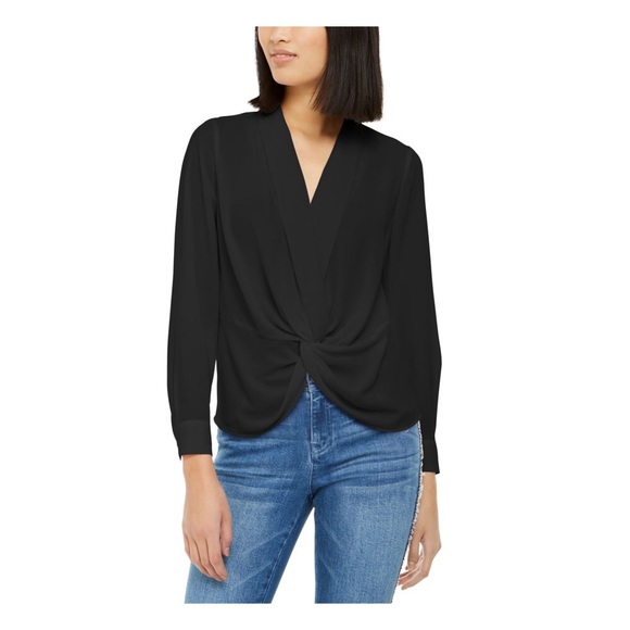 INC International Concepts Tops - NWT INC Sheer V Neck Long Sleeve Twist Front Top